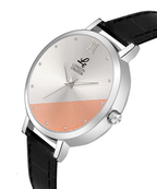 London Creation Women's Silver Dial Dual-Tone Accent | Classic Leather Watch
