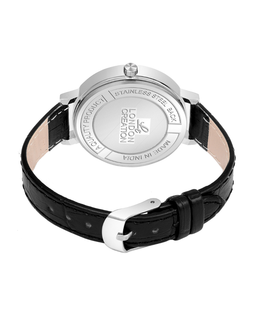London Creation Women's Silver Dial Dual-Tone Accent | Classic Leather Watch