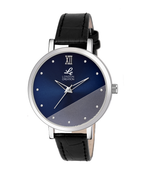 London Creation Women's Navy Textured Dial | Roman Accent Leather Watch