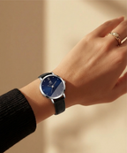 London Creation Women's Navy Textured Dial | Roman Accent Leather Watch
