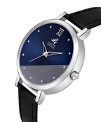 London Creation Women's Navy Textured Dial | Roman Accent Leather Watch