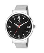 London Creation Men's Black Textured Dial | Roman Index Mesh Strap Watch