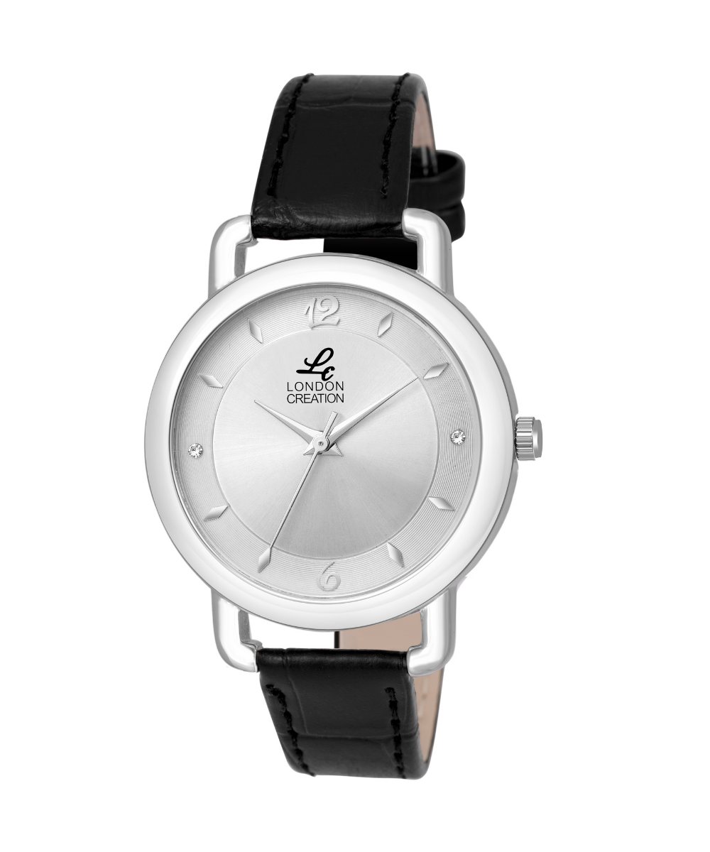 London Creation Women's Classic Aura | Silver Dial Black Strap
