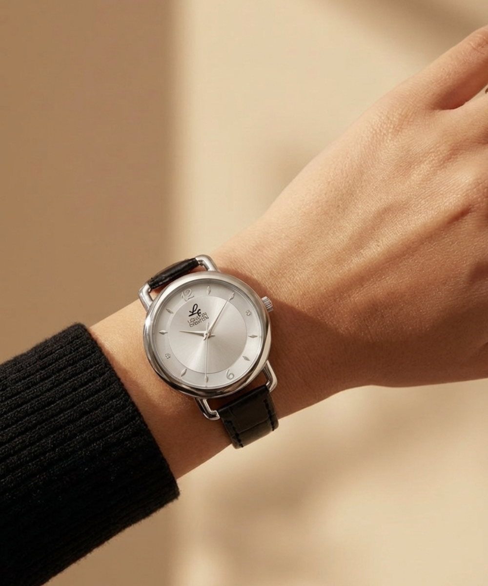 London Creation Women's Classic Aura | Silver Dial Black Strap