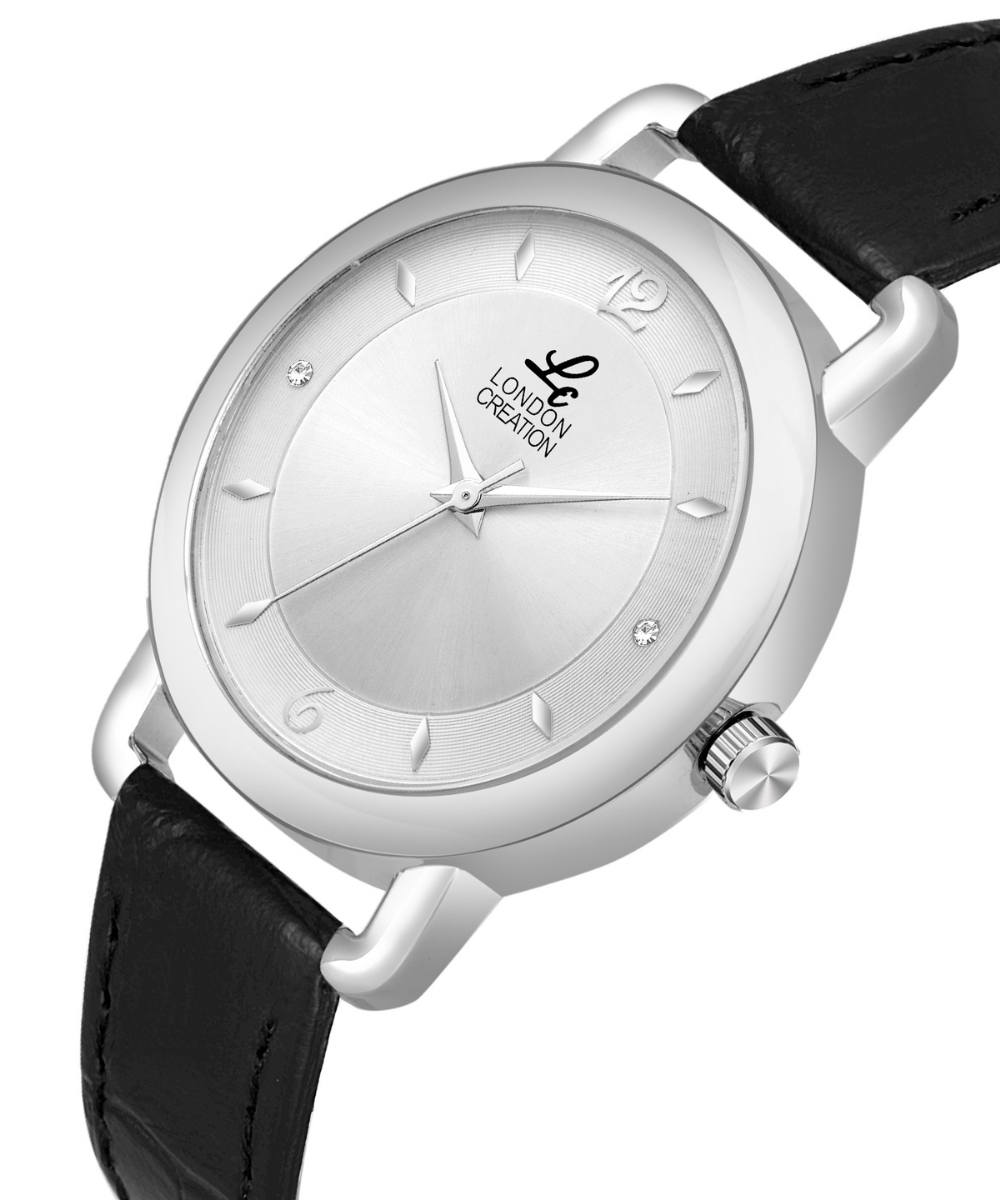 London Creation Women's Classic Aura | Silver Dial Black Strap