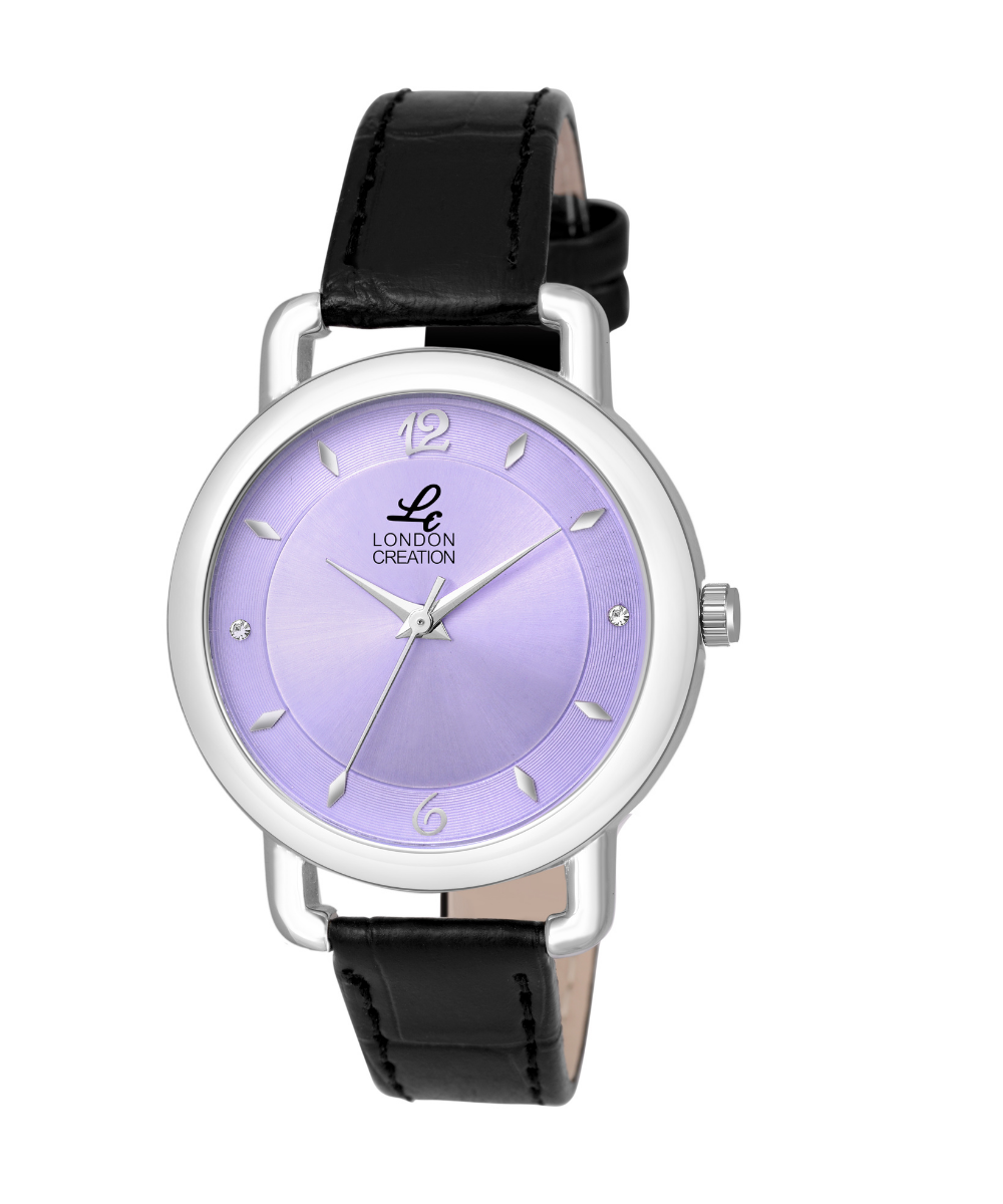 London Creation Women's Classic Grace | Silver & Black Leather