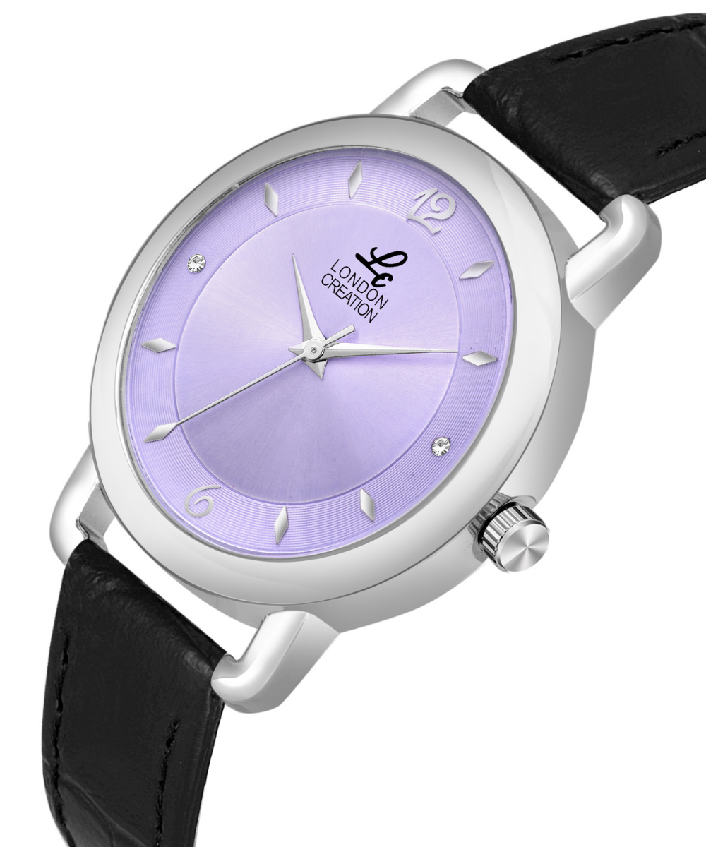 London Creation Women's Classic Grace | Silver & Black Leather