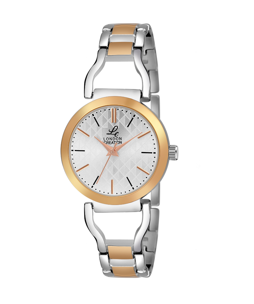 London Creation Women's Dual Grace | Gold & Silver Textured Dial Watch