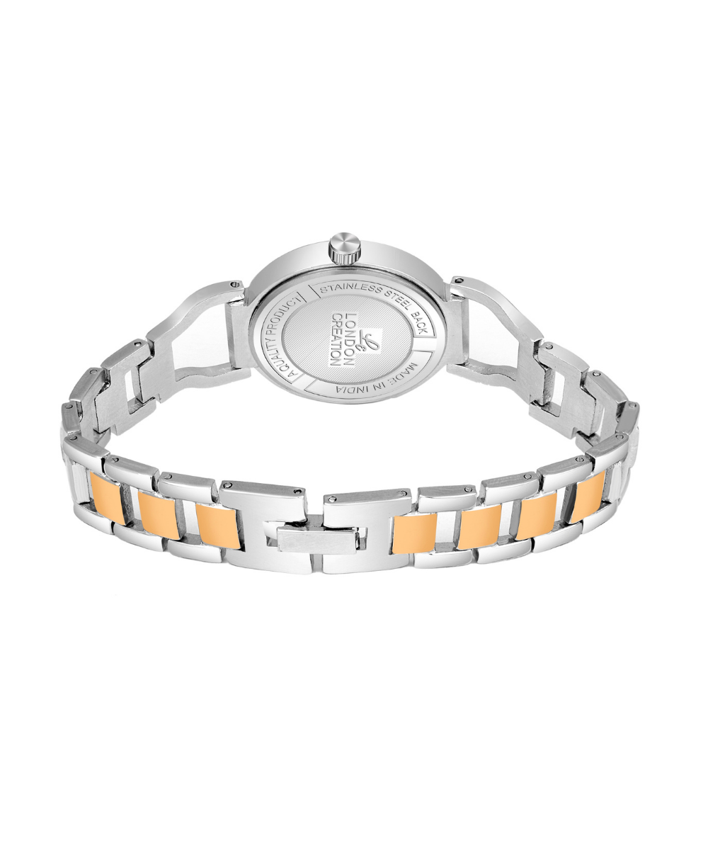 London Creation Women's Dual Grace | Gold & Silver Textured Dial Watch