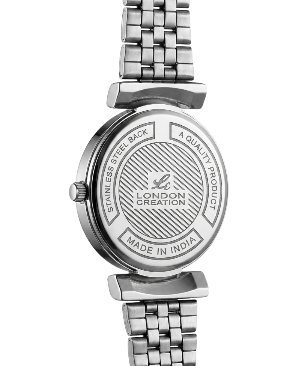 London Creation Women's Midnight Bloom | Black Floral Steel Watch