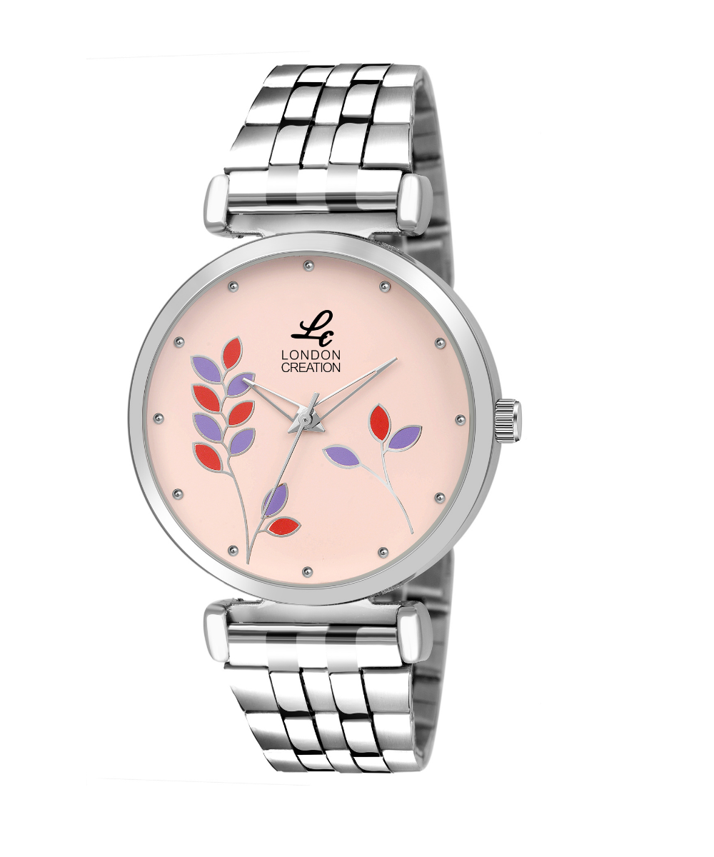 London Creation Women's Blush Bloom | Floral Peach Steel Watch