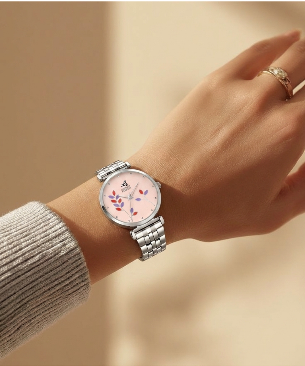London Creation Women's Blush Bloom | Floral Peach Steel Watch