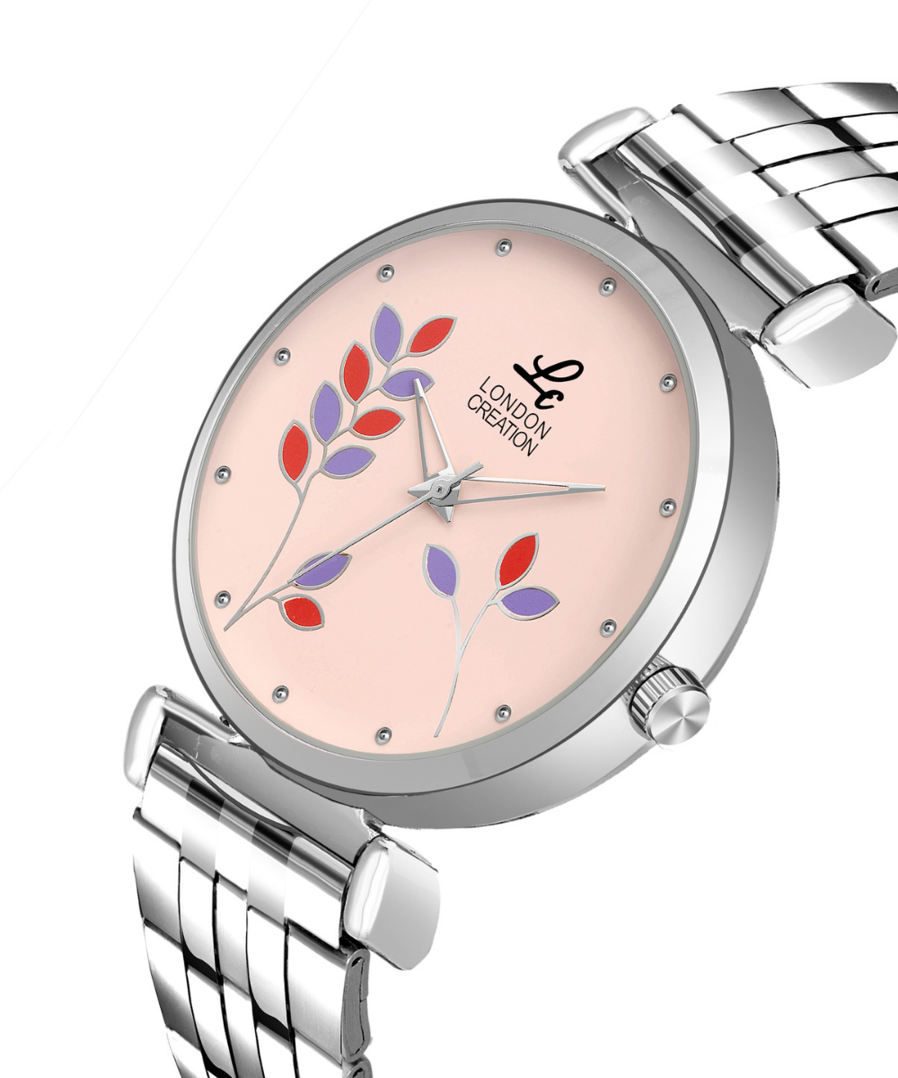 London Creation Women's Blush Bloom | Floral Peach Steel Watch