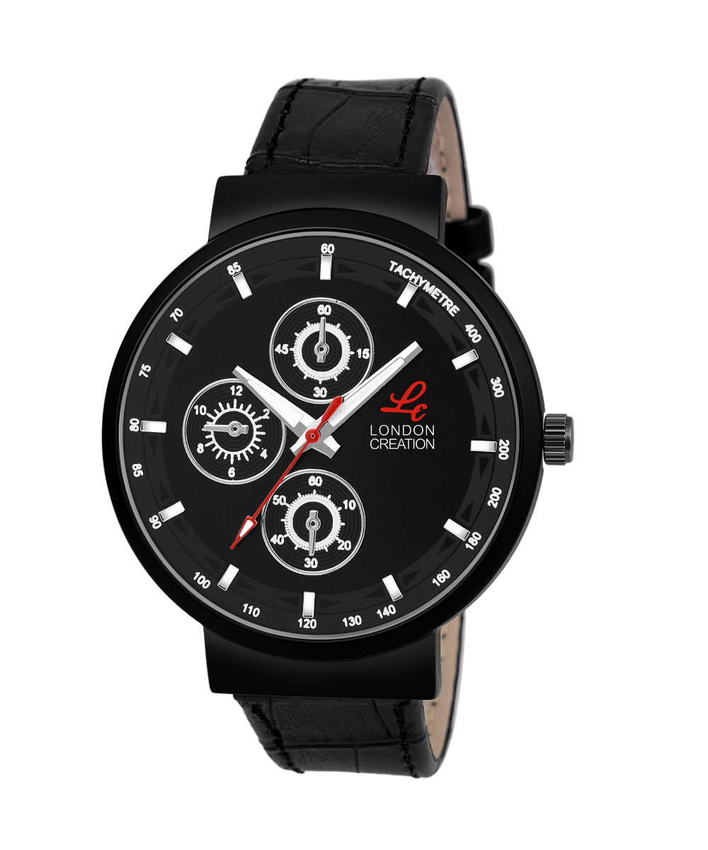 LC-10036-G1 London Creation Stealth Chrono | Black Tachymeter Dial Watch