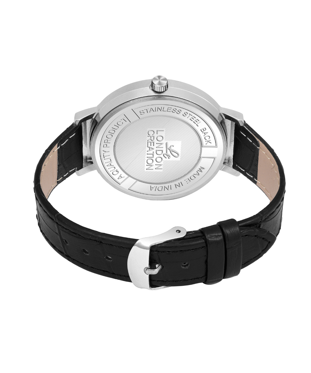 LC-GR001-BLK-BLK London Creation Minimal Noir | Black Dial Leather Watch