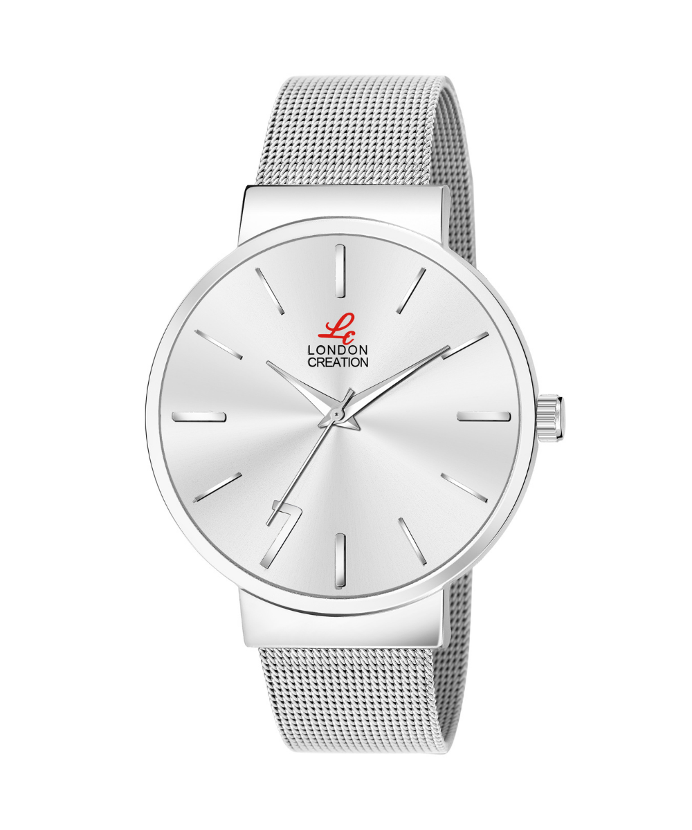 LC-GR002-SLV-CHN London Creation Silver Mesh Classic | Minimal Dial Watch