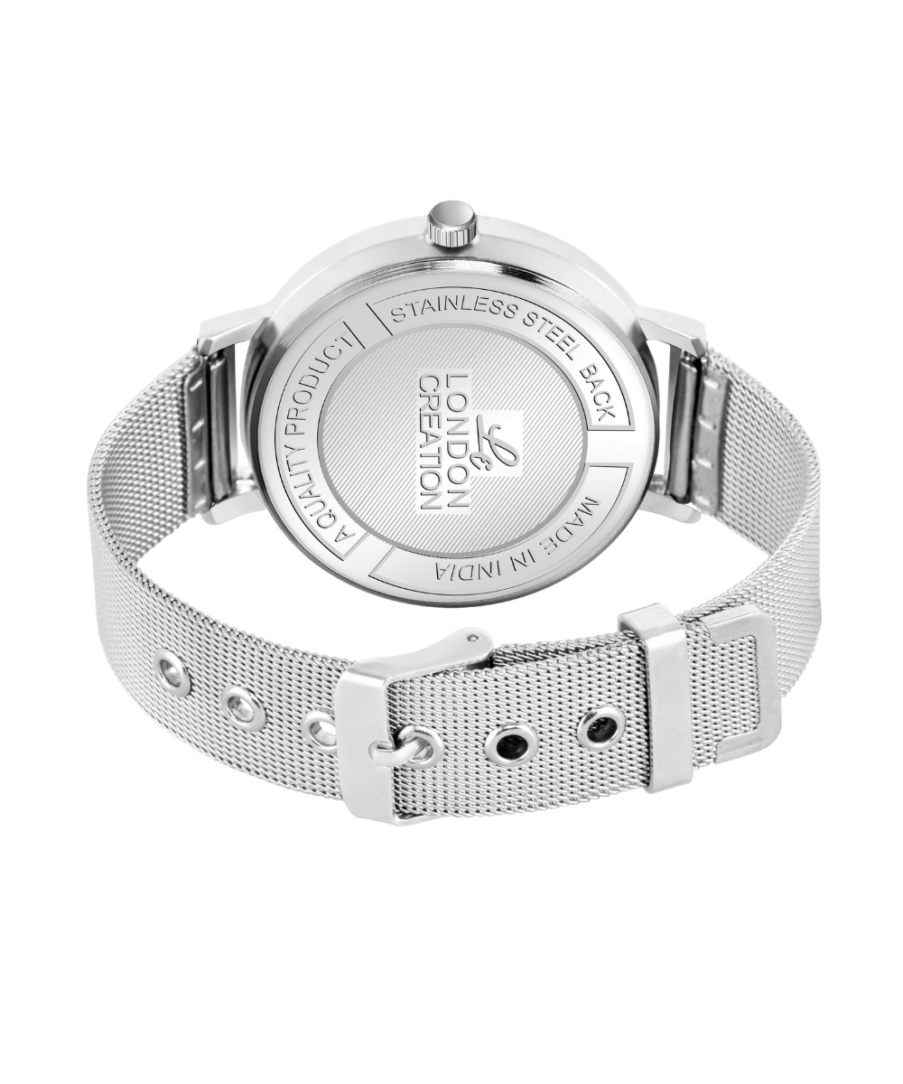 LC-GR002-SLV-CHN London Creation Silver Mesh Classic | Minimal Dial Watch