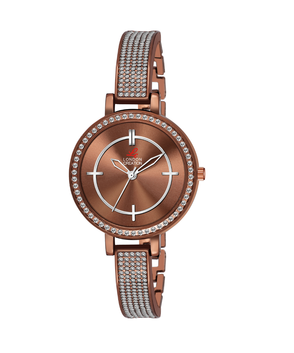 LC-LR002-CPR-CPR London Creation Crystal Luxe | Rose Gold Elegance Watch