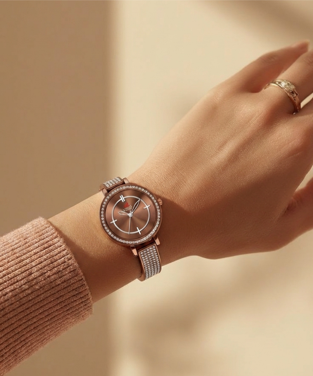 LC-LR002-CPR-CPR London Creation Crystal Luxe | Rose Gold Elegance Watch