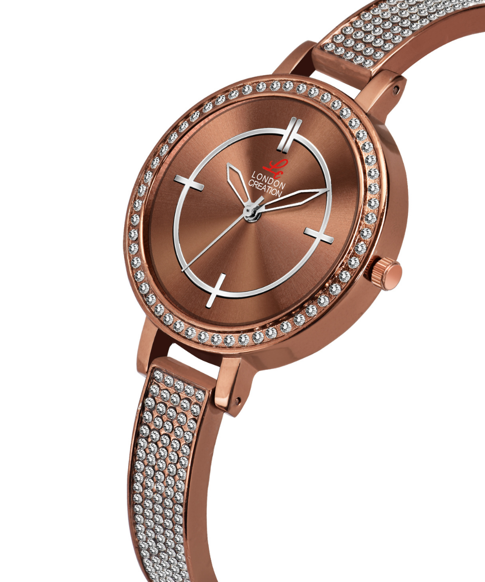 LC-LR002-CPR-CPR London Creation Crystal Luxe | Rose Gold Elegance Watch