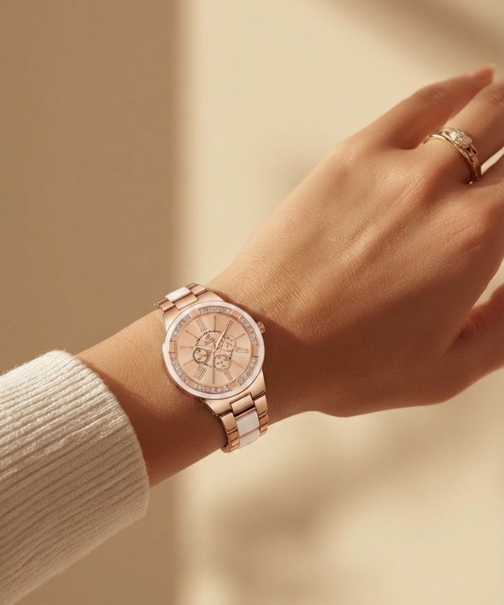 London Creation Women's Dual Luxe | Rose Gold & White Multi-Function