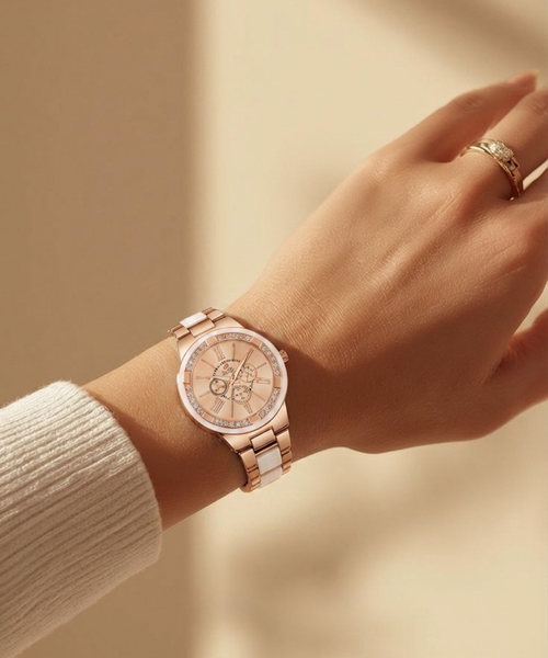 LC-LR003-SLV-SLVGLD London Creation Dual Luxe | Rose Gold & White Multi-Function