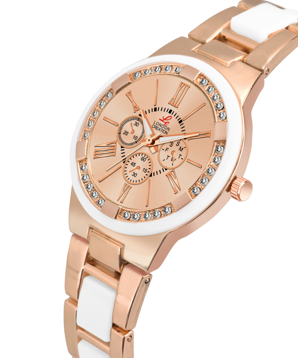 LC-LR003-SLV-SLVGLD London Creation Dual Luxe | Rose Gold & White Multi-Function