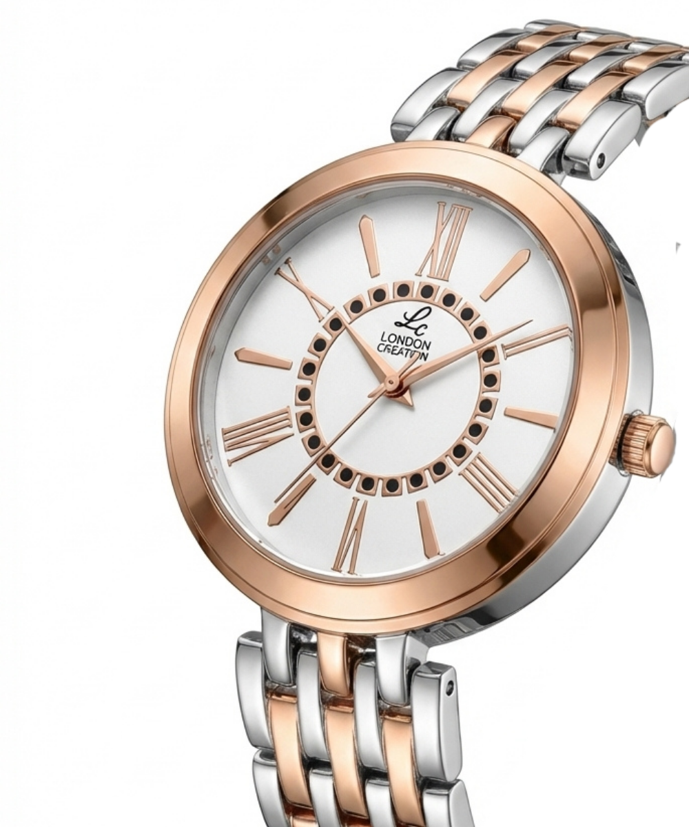 London Creation Women's Classic Glow | Silver & Rose Gold Roman Dial