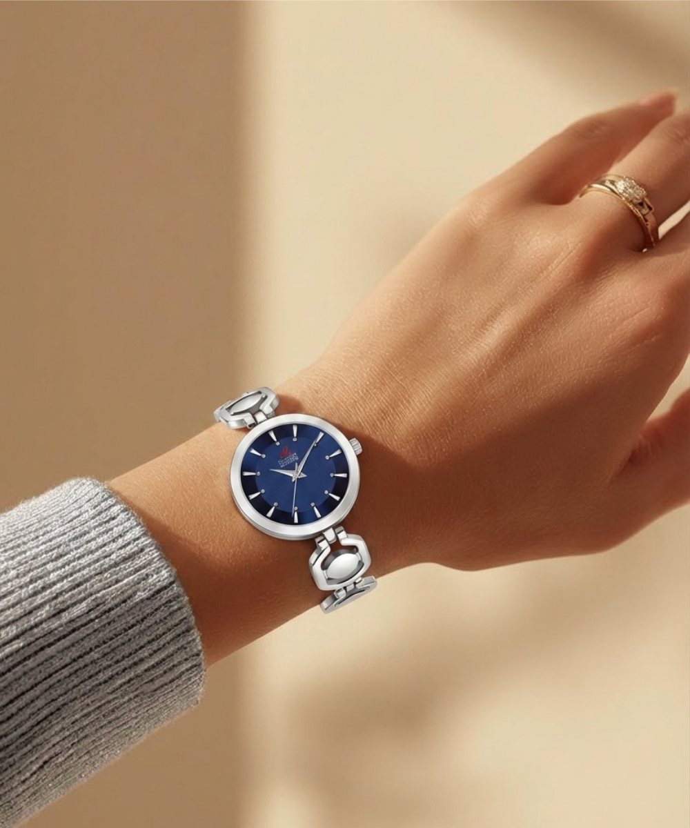 London Creation Women's Petite Midnight | Blue Dial Chain Bracelet Watch