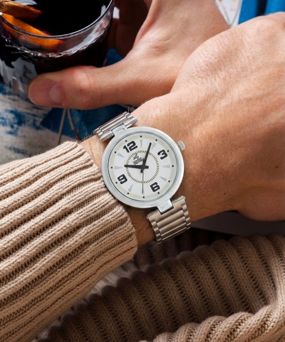 London Creation Men's Modern Textured Dial | White