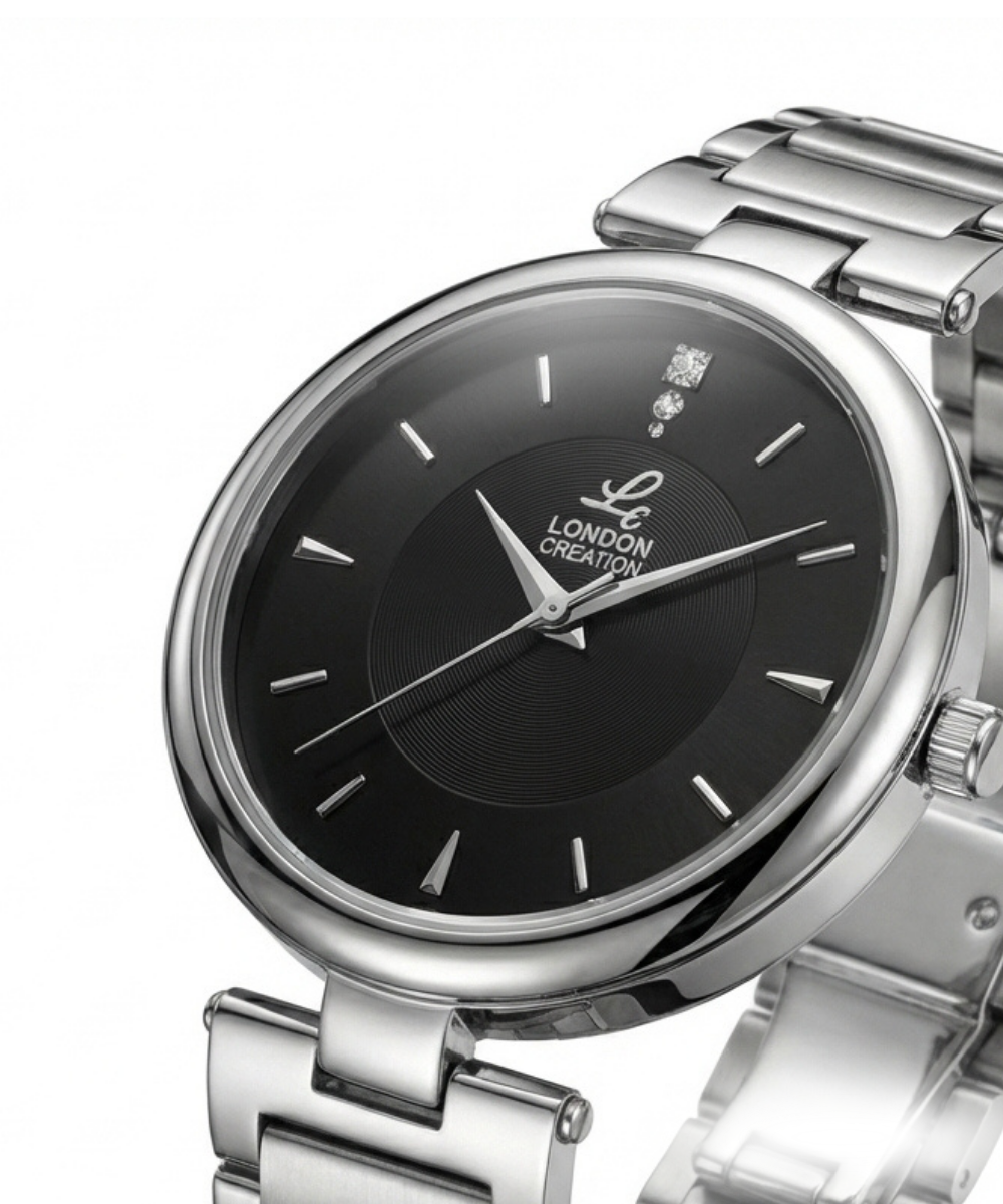 London Creation Men's Modern Textured Dial | Black