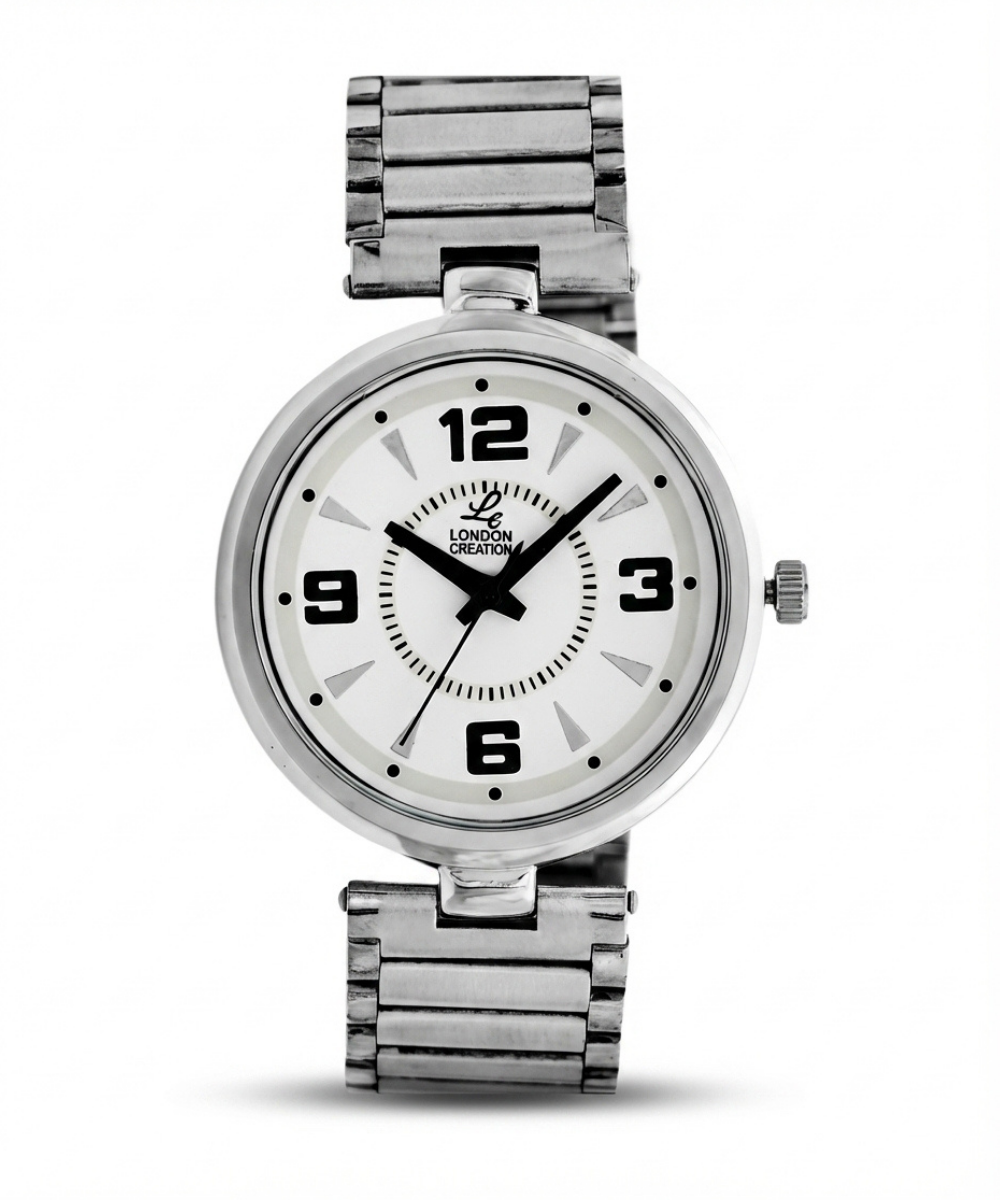 London Creation Women's Classic Numeric Dial | Silver Steel Watch