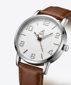 London Creation Men's Classic Numeric Dial | Brown Leather Strap Watch