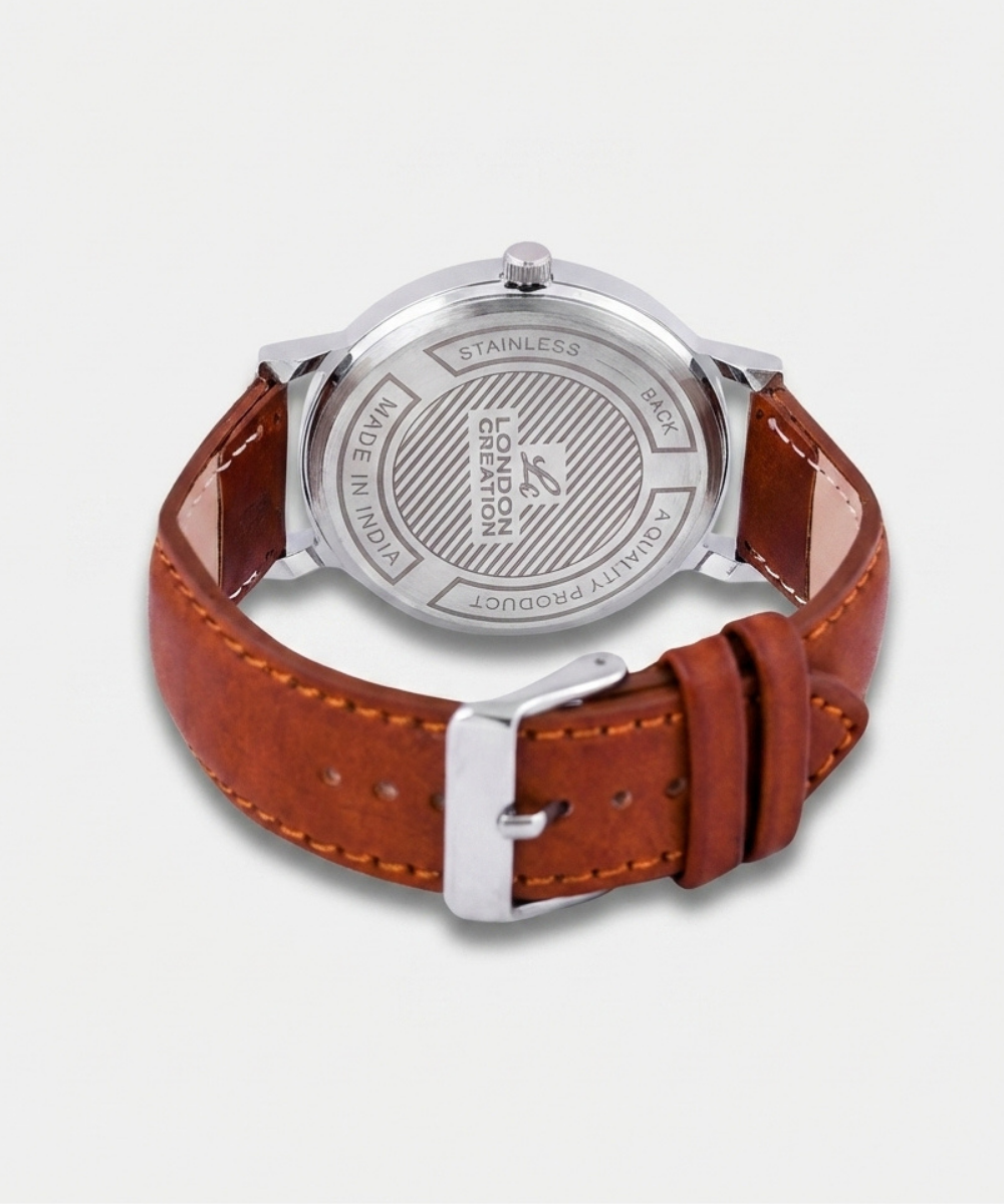 London Creation Men's Classic Numeric Dial | Brown Leather Strap Watch