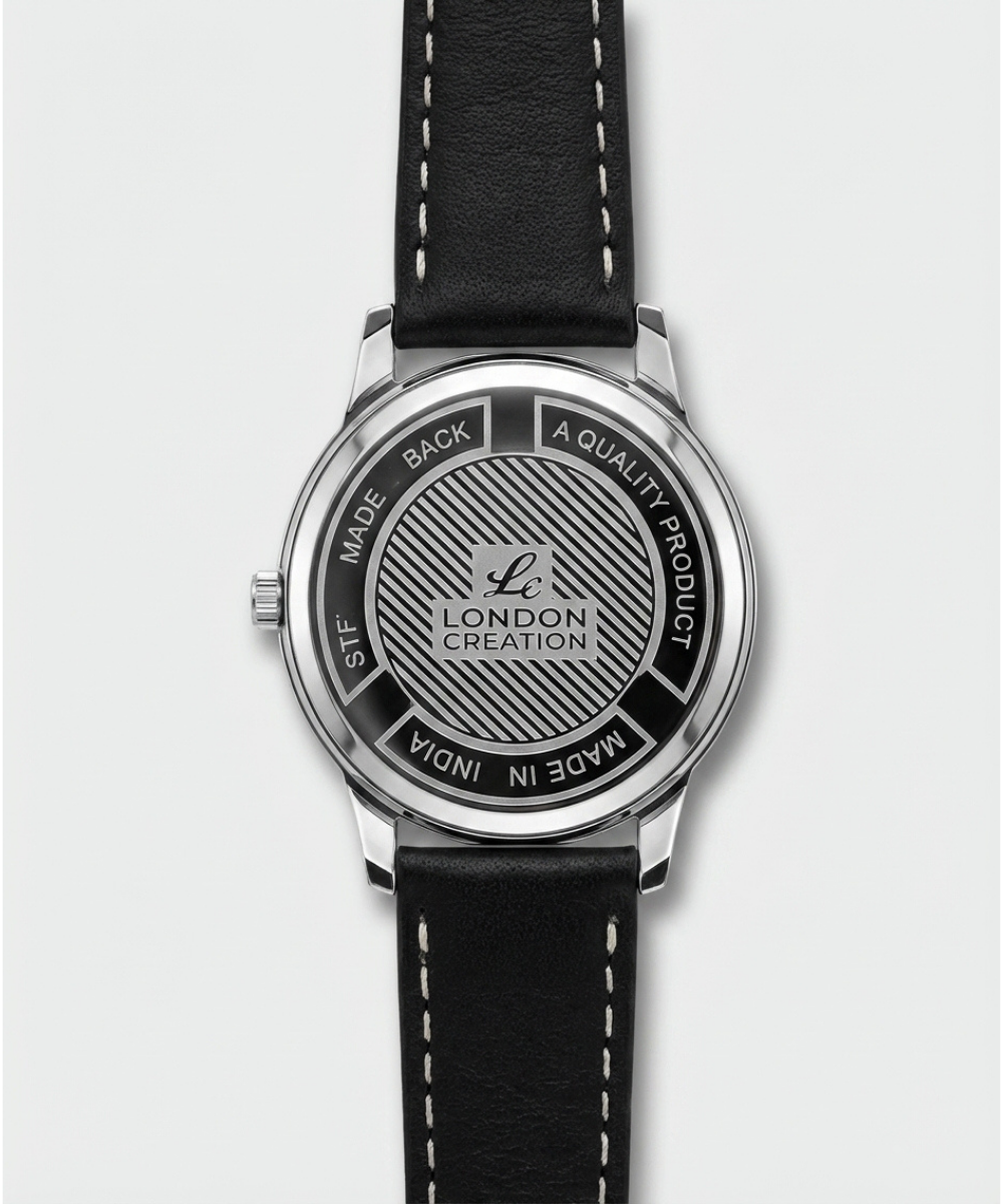 London Creation Men's Classic Black Dial | Leather Strap Watch