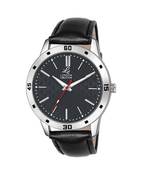London Creation Men's Textured Black Dial | Leather Strap Watch
