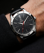 London Creation Men's Textured Black Dial | Leather Strap Watch