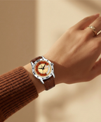 London Creation Women's Dual Tone Day-Date Dial | Leather Strap Watch