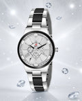 London Creation Women's Monochrome Luxe | White Dial & Black Inlay Bracelet