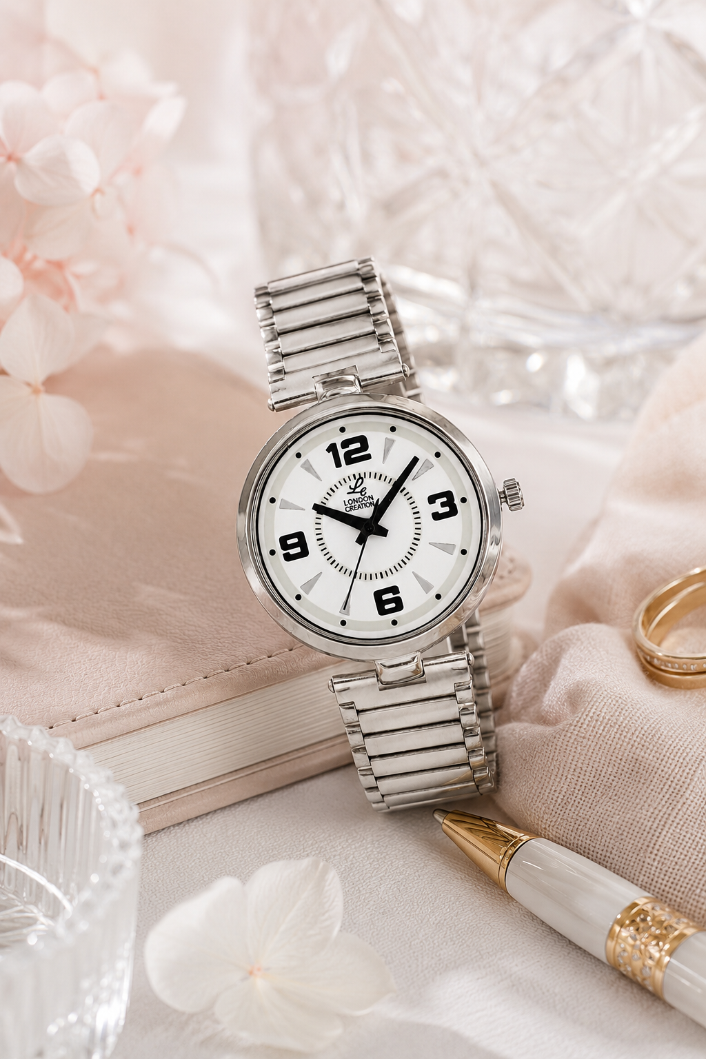 London Creation Women's Classic Numeric Dial | Silver Steel Watch