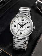 London Creation Men's Modern Textured Dial | White