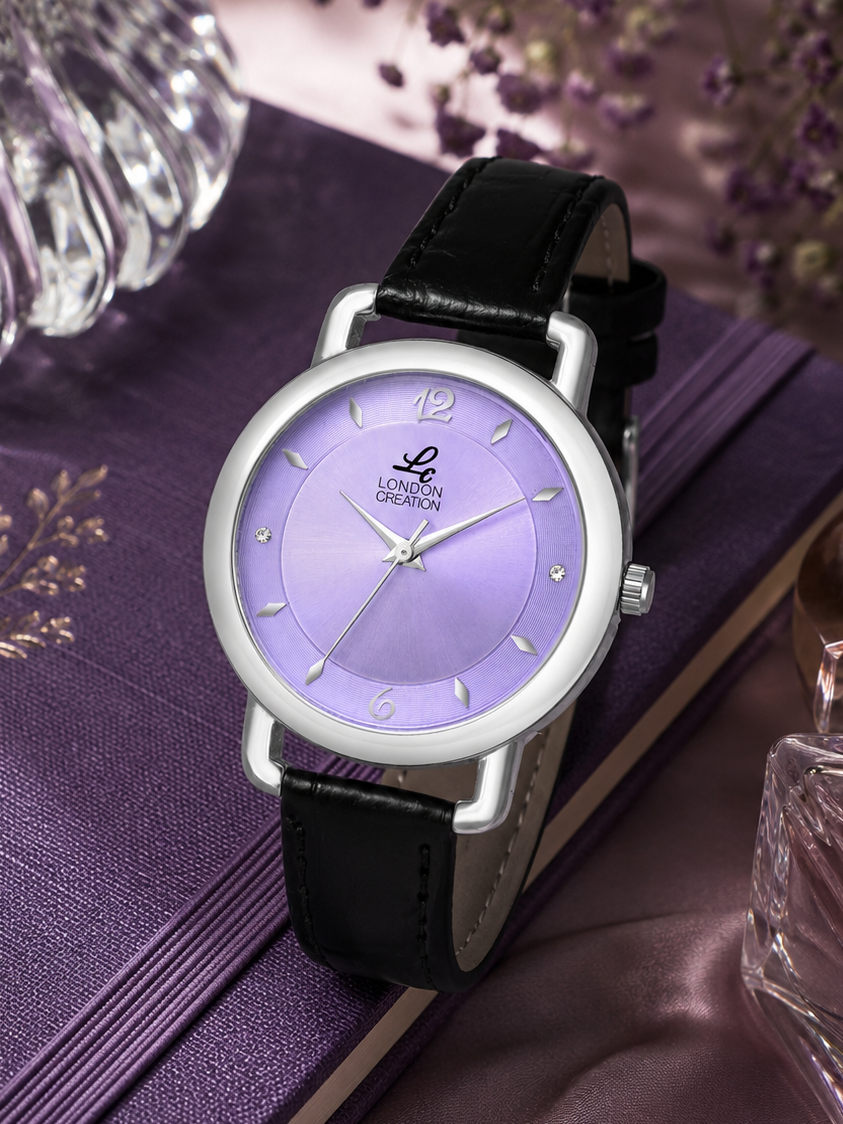 London Creation Women's Classic Grace | Silver & Black Leather