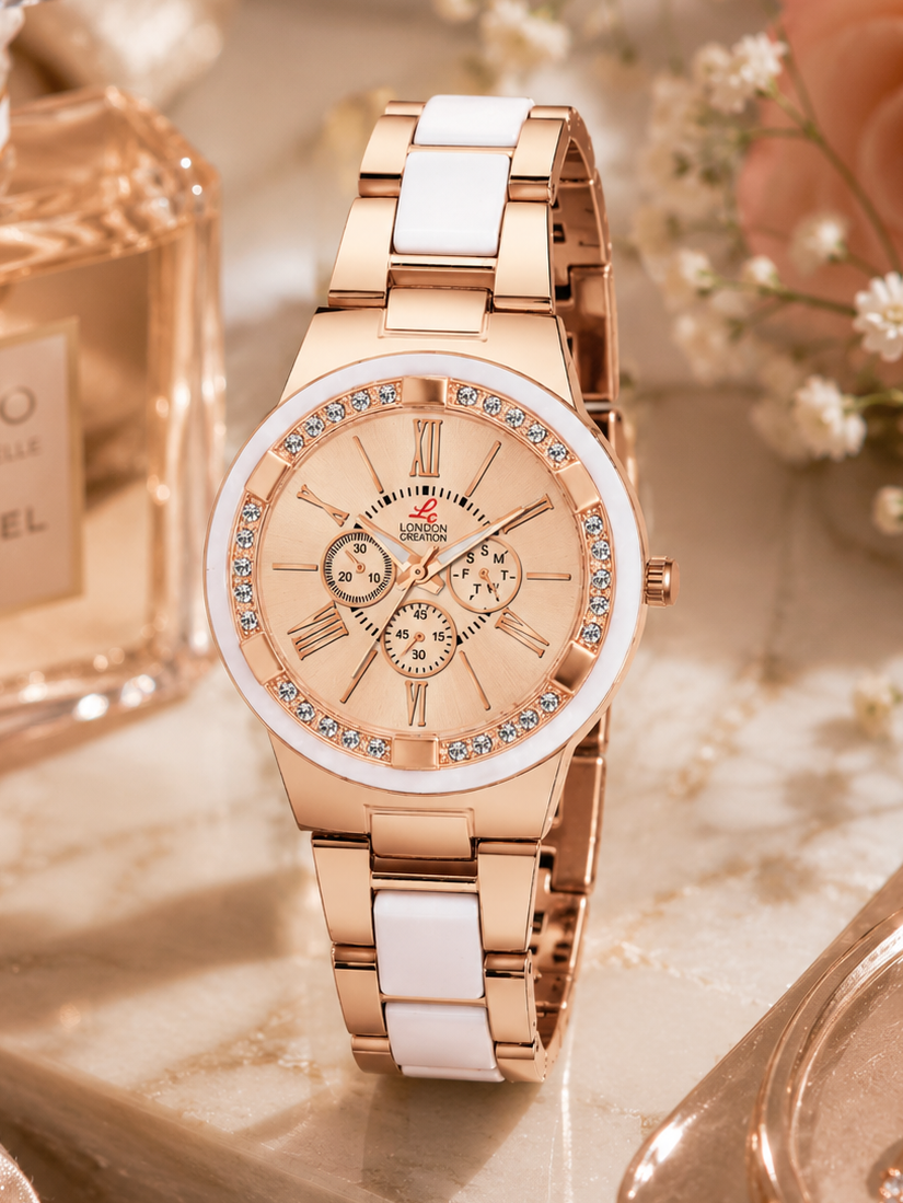London Creation Women's Dual Luxe | Rose Gold & White Multi-Function