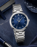 London Creation Women's Modern Textured Dial | Blue