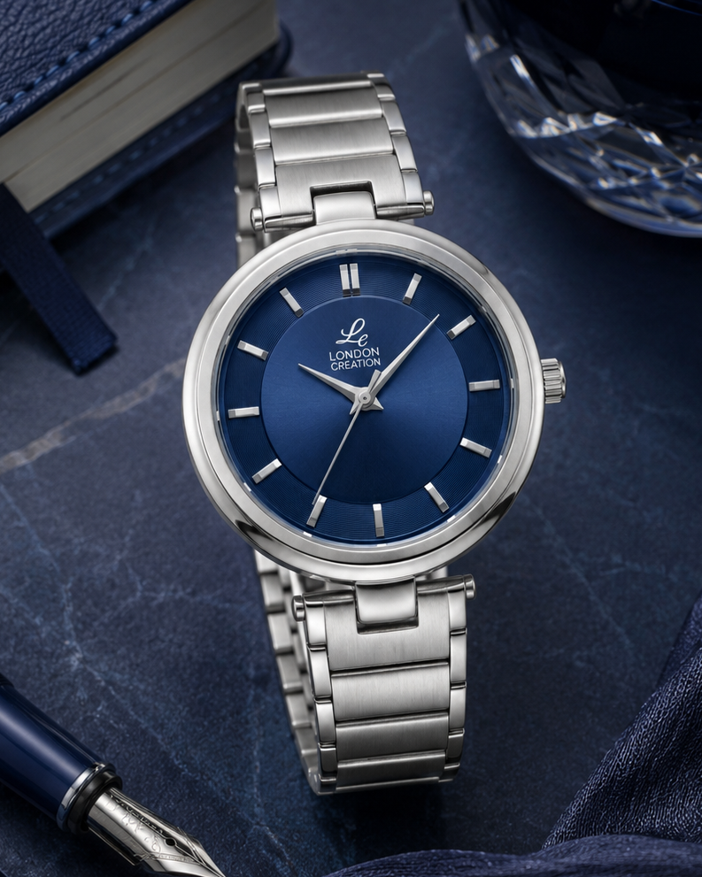 London Creation Women's Modern Textured Dial | Blue