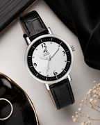 London Creation Women's Classic Contrast Dial | Black & White Leather Watch