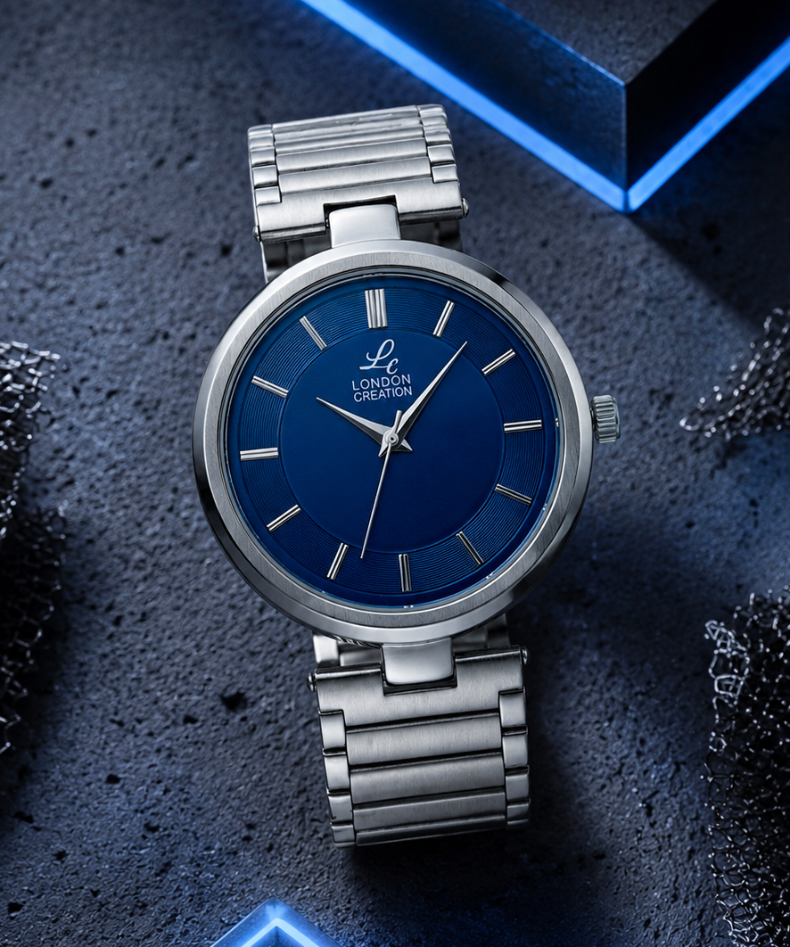 London Creation Men's Modern Textured Dial | Blue