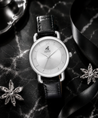 London Creation Women's Classic Aura | Silver Dial Black Strap