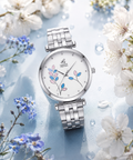 London Creation Women's Sky Blossom | Silver Floral Steel Watch