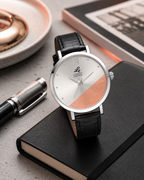 London Creation Women's Silver Dial Dual-Tone Accent | Classic Leather Watch